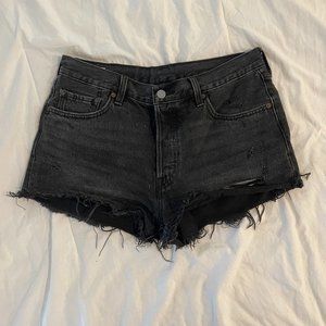 Levi's size 29 501 Mid/High rise distressed black short